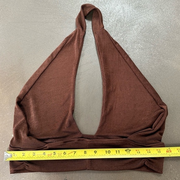 H&M Women’s Brown Halter Neck Cropped Top Size XL Boho summer Vacation - Picture 8 of 11